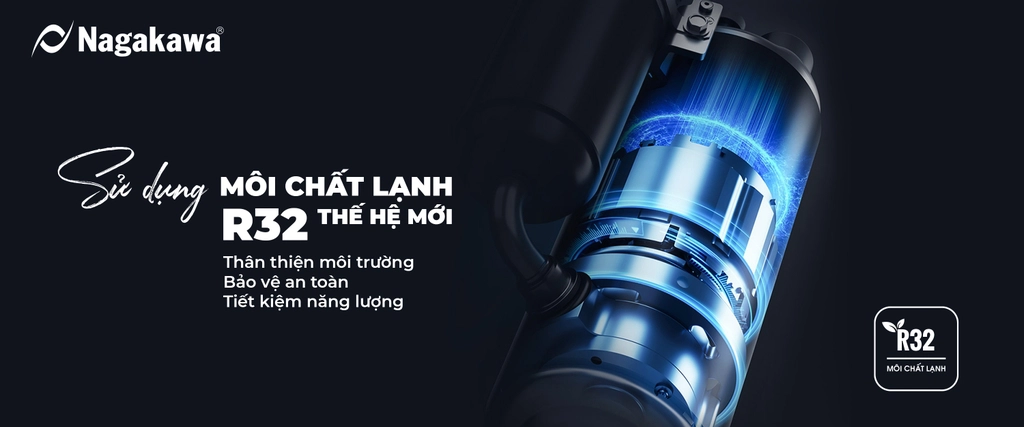 Điều hòa Nagakawa NS-C09R2T30 sử dụng môi chất lạnh gas R32.