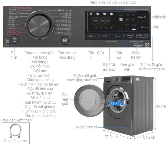 Máy giặt LG FV1409S4M 9 cân