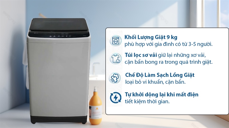 Máy giặt LG T2109NT1G 9 cân cửa trên